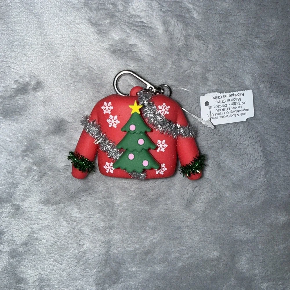 Bath & Body Works PocketBac Sanitizer Holder Ugly Tinsel Sweater Xmas Tree New